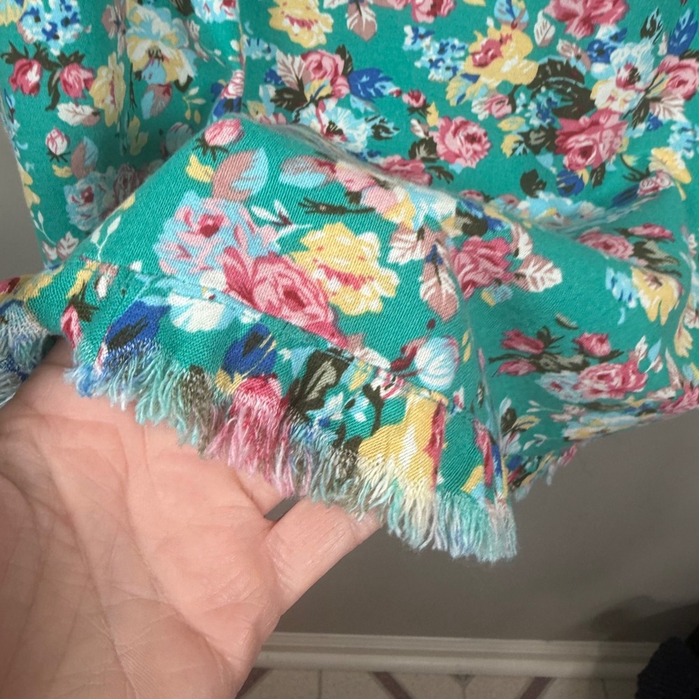 Umgee High Low Frayed Hem Linen Blend Floral Dress Size XL Boho Cottage Western - Picture 4 of 9
